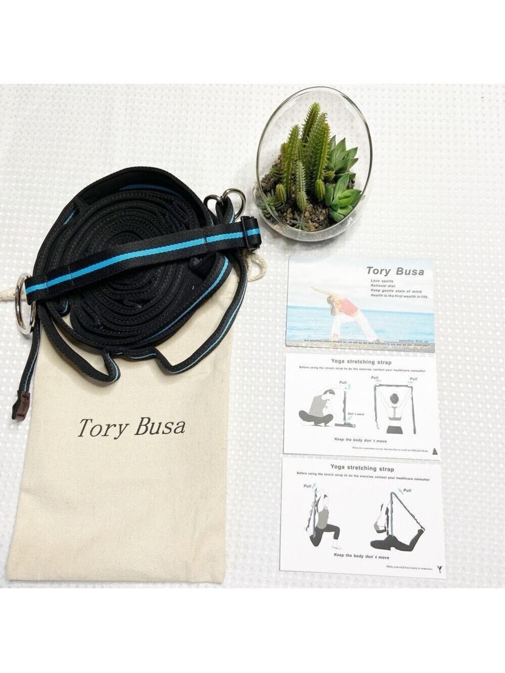 Tory Busa Black Yoga Strap with Blue Accents